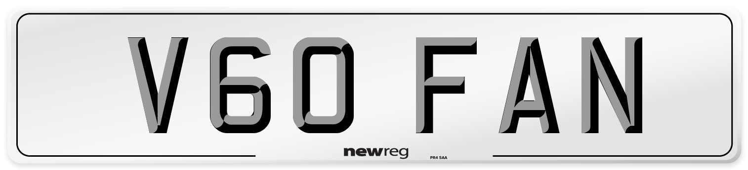 V60 FAN Number Plate from New Reg